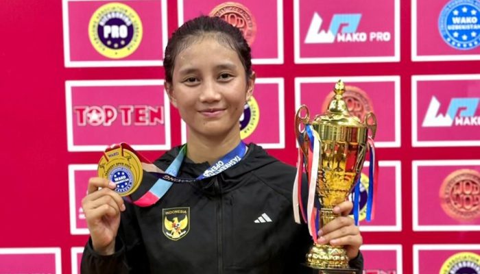 Raih Emas di Piala Dunia Kickboxing Uzbekistan Polwan Sumut Harumkan Nama Polri